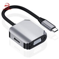 Bộ chuyển đổi USB C sang HDMI VGA USB Type C sang VGA Bộ chuyển đổi HDMI Thunderbolt 3 VGA cho MacBook / iPad Pro2018 / Air 2020 / 2018, Dell XPS 13 9365 / Surface Book2 / Galaxy S8 / S9 / S10 / ChromeBook