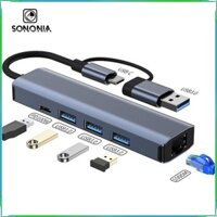 Bộ chuyển đổi USB C sang Ethernet Gigabit Ethernet LAN Bộ chuyển đổi mạng Hub USB di động nhỏ gọn cho máy tính để bàn