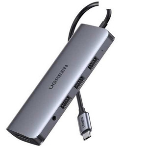 Bộ chuyển đổi USB C to HDMI + VGA + LAN 1Gbps + Hub USB3.0 + SD/TF + Audio Ugreen 80133 cao cấp(10 in 1)