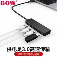 Bộ chuyển đổi USB Hub BOW Hangshi đa cổng 3.0, trạm nối laptop đa chức năng, ổ USB ngoài, giao diện một đến bốn, cáp nối dài, bộ chia hub 2.0