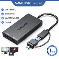 Bộ chuyển đổi USB sang HDMI kép Wavlink với Chip Displaylink Hỗ trợ Dual 4K 60HZ và tối đa 6 Montior Máy tính xách tay và điện thoại thông minh phù hợp