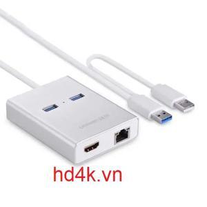 Bộ chuyển đổi USB to LAN, HDMI, 2 port USB 3.0 Ugreen 40255