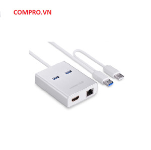 Bộ chuyển đổi USB to LAN, HDMI, 2 port USB 3.0 Ugreen 40255