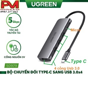 Bộ chuyển đổi USB Type C sang 4 USB Ugreen 50979