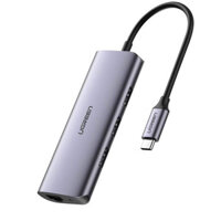 Bộ chuyển đổi USB Type C sang 3 cổng USB 3.0 và Giga Lan hỗ trợ nguồn micro usb Ugreen 60718 CM252 Hàng Chính Hãng