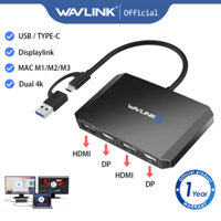 Bộ Chuyển Đổi USB Wavlink Có Displaylink USB A TYPE C Sang 2 Màn Hình HDMI Hoặc Displayport 4K 5K 60HZ Cho Laptop Và M1 M2