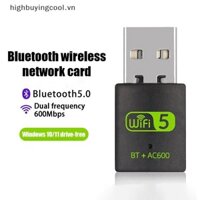 Bộ chuyển đổi USB WiFi Bluetooth 5.0 HCVN 600Mbps 2in1 Dongle Dual Band 2.4G & 5GHz - GIẢM GIÁ HOT