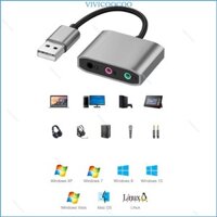 Bộ chuyển đổi VIVI USB sang 3 5mm Thẻ âm thanh bên ngoài cho tai nghe chơi game Tương thích với micrô tai nghe PC