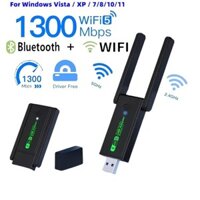 Bộ chuyển đổi WiFi 1300Mbps Băng tần kép 2.4G / 5Ghz Wi-Fi Dongle Bluetooth Card mạng Ăng-ten Bộ thu không dây cho PC / Laptop