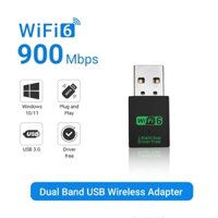 Bộ chuyển đổi WiFi 900Mbps Dongle Băng tần kép 2.4G & 5GHz USB3.0 WiFi 6 Mạng Bộ thu Wlan không dây DRIVER MIỄN PHÍ
