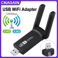 Bộ chuyển đổi WiFi CNAGAIN USB 2.0 5.8G / 2.4G Bộ chuyển đổi không dây WiFi Dongle Ổ đĩa Ăng-ten kép miễn phí Thẻ mạng 1200Mbps cho PC Máy tính / Máy tính xách tay