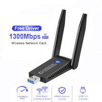 Bộ chuyển đổi WiFi USB 3.0 1300Mbps 2in1 Dongle Băng tần kép 2.4G & 5GHz WiFi 5 Mạng Bộ thu Wlan không dây DRIVER MIỄN PHÍ