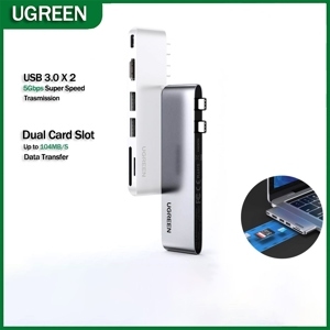 Bộ chuyển Dual Type C to HDMI+USB 3.0+ Card Reader + Type C Ugreen 80856