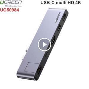 Bộ chuyển Dual USB Type C to HDMI+USB 3.0+LAN 1Gbps + Dual Type C Ugreen 50984
