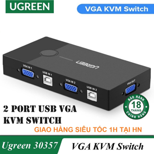 Bộ chuyển KVM 2 PC sang 1 màn hình Ugreen 30357