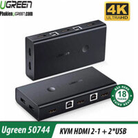 Bộ Chuyển KVM HDMI 2 PC Sang 1 Màn Hình Hỗ Trợ 4K Ugreen 50744 ( Có thể dùng hotkey để chuyển đổi )