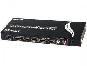 Bộ chuyển mạch Ma Trận HDMI 4 ra 2 có điều khiển lựa chọn đầu ra hiển thị khác nhau