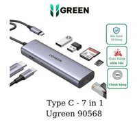 Bộ chuyển Type C sang 2 * USB 3.0 + HDMI + RJ45 + Sd/TF + PD 100W Ugreen (90568)
