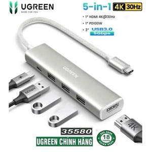 Bộ chuyển Type C to HDMI + 4 cổng USB 3.0 Ugreen 20197