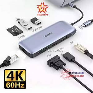 Bộ chuyển Type C to HDMI + VGA + DP + USB 3.0 + Card Reader + Type C Ugreen 70305
