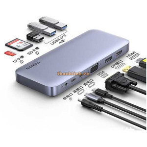 Bộ chuyển Type C to HDMI + VGA + DP + USB 3.0 + Card Reader + Type C Ugreen 70305