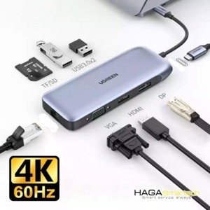Bộ chuyển Type C to HDMI + VGA + DP + USB 3.0 + Card Reader + Type C Ugreen 70301