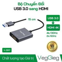 Bộ chuyển USB sang HDMI 1080P Veggieg V-Z917 (USB to HDMI 1080P) - Hàng Chính Hãng