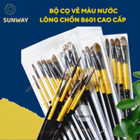 Bộ cọ 6 cây vẽ màu nước lông chồn B601 cao cấp Sunway