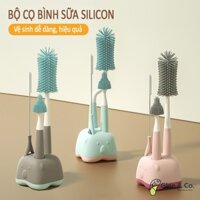 Bộ Cọ Bình Sữa Silicon Cao Cấp, full bộ 4 món có chân đế, Tay cầm xoay 360 độ dùng cho mọi loại bình