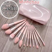Bộ Cọ Celin  Cá Nhân 12 Cây Ví Hồng chất lông mềm mượt được dùng khi trang điểm makeup