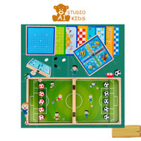 Bộ cờ đa năng 3 in 1 Cờ vua Cờ cá ngựa Cờ búng bằng gỗ cho bé A1studiokids