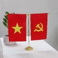 Bộ Cờ Để Bàn Chữ T Mạ Vàng ( Cờ Việt Nam - Đảng).