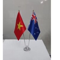 Bộ Cờ Để Bàn Mini  Việt Nam - Úc ( Bộ Kim Loại Trắng)