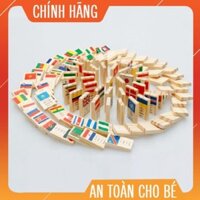 Bộ Cờ Domino 100 (quốc kỳ các nước trên thế giới) bằng gỗ 4 thứ tiếng Hàn, Trung Quốc, Nga,Anh