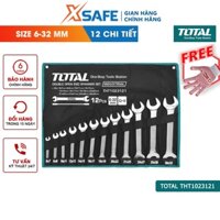 Bộ cờ lê 2 đầu miệng 12 chi tiết TOTAL THT1023121 6-32mm Bộ 12 cờ lê hai miệng thép Cr-V siêu cứng, sửa chữa o tô xe máy