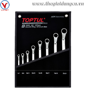 Bộ cờ lê 2 đầu vòng Toptul GPAH0801 - 45 độ, 8 món