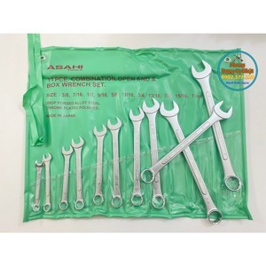 Bộ cờ lê vòng miệng hệ inch 11 chi tiết 3/8”-1” Asahi 1011