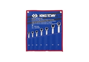 Bộ cờ lê vòng miệng tự động 7 chi tiết có khóa gạt Kingtony 12207MRN (10-19mm)