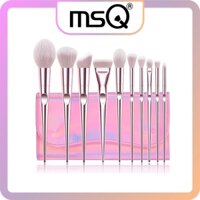 Bộ Cọ Makeup MSQ 10 Cây Màu Hồng Ánh Kim Cao Cấp Kèm Túi Đựng Hologram