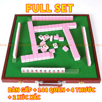Bộ cờ mạt chược full set, bàn mạt chược gấp xịn sò, kèm 144 quân, xúc xắc và thước