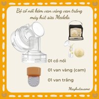 Bộ cổ nối phễu kèm van vàng van trắng dùng cho máy hút sữa Medela Pump, Medela Swing đơn - Sản xuất bởi Maymom