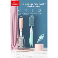 Bộ Cọ Rửa Bình Sữa Silicon Cao Cấp - Full Bộ 3 Chi Tiết Gồm Cọ Rửa Bình, Cọ Rửa Núm Ti, Cọ Rửa Ống Hút