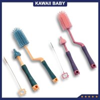 Bộ Cọ Rửa Bình Sữa Silicon Cao Cấp Cho Bé Có Tay Cầm Xoay 360 Độ, Cọ Núm Ti, Cọ Rửa Ống Hút