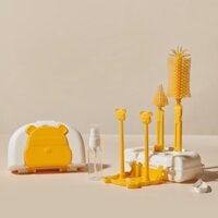 BỘ CỌ RỬA BÌNH SỮA SILICON GẤP GỌN 7 CHI TIẾT HÌNH GẤU