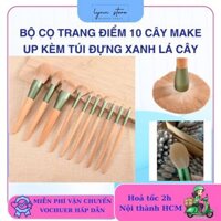 Bộ cọ trang điểm 10 cây make up kèm túi đựng xanh lá cây