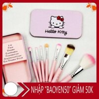 Bộ Cọ Trang Điểm 7 Món Hello Kitty Hàn Quốc, Hàng Loại 1 Hộp Thép