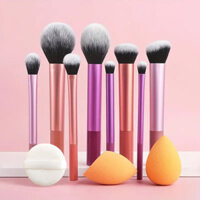 Bộ cọ trang điểm 8 món mới, cọ trang điểm 8 màu RT + 2 miếng bọt biển trang điểm + 1 bông phấn