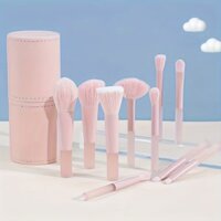 Bộ cọ trang điểm bột đào cho người mới 10 món, cọ phấn mắt, cọ má hồng, cọ phấn mắt mini di động có hộp đựng