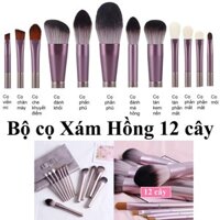 Bộ cọ trang điểm make up chuyên nghiệp 12 cây Xám Hồng