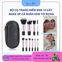 Bộ cọ trang điểm mini 10 cây make up cá nhân kèm túi đựng